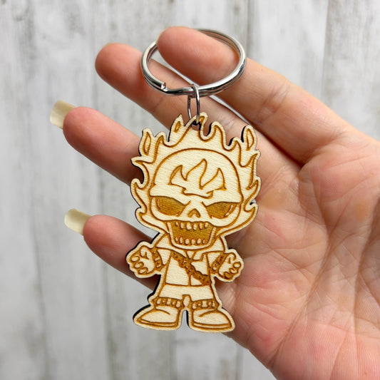 Ghost Rider Wooden Keychain