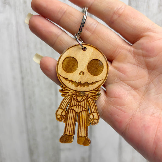 Jack Skellington Version 2 Wooden Keychain