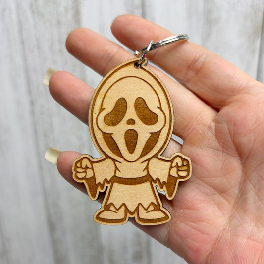 Ghost Face Scream Serial Killer Wooden Keychain