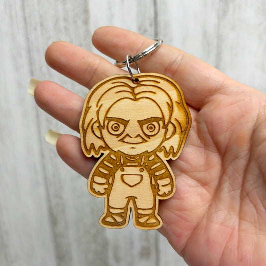 Chucky Serial Killer Wooden Keychain