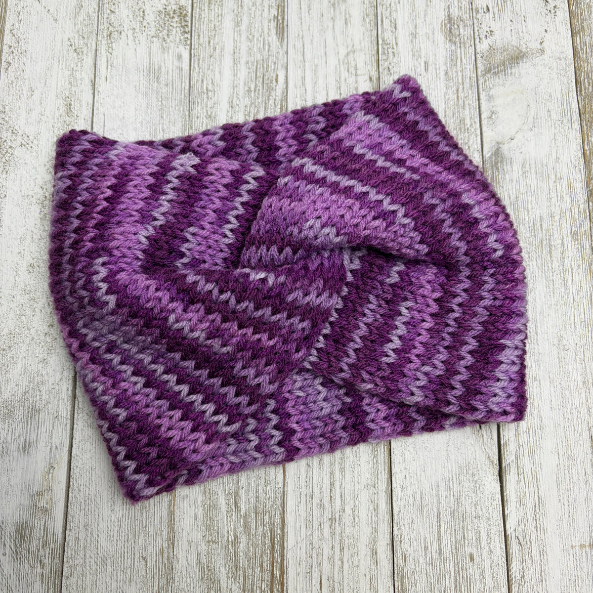Purple Ombre Twisted Knit Ear Warmer