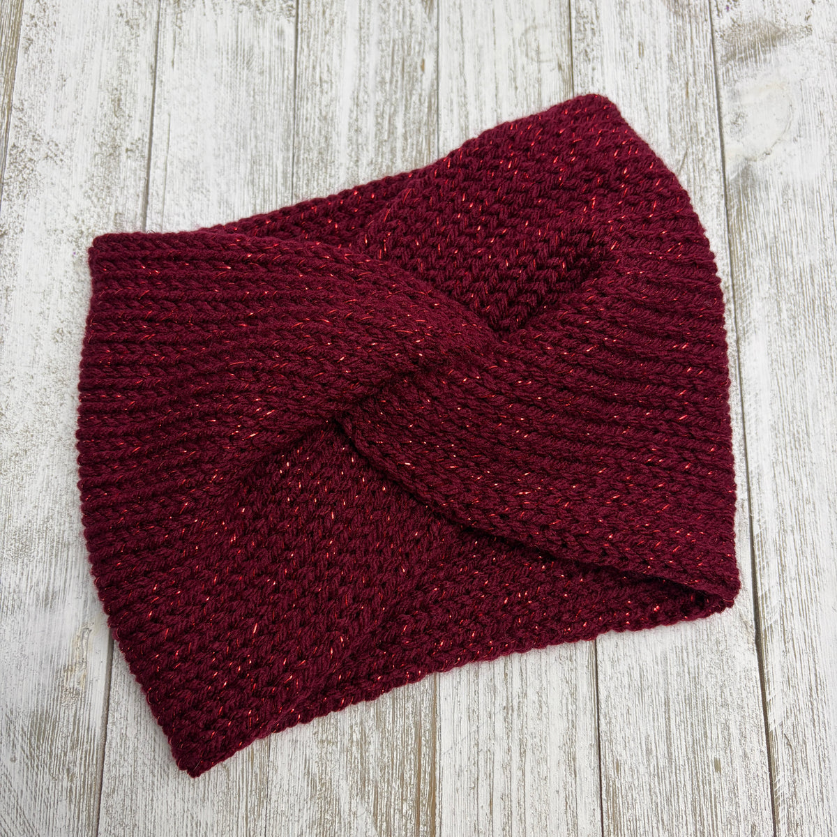 Red Twinkle Twisted Knit Ear Warmer