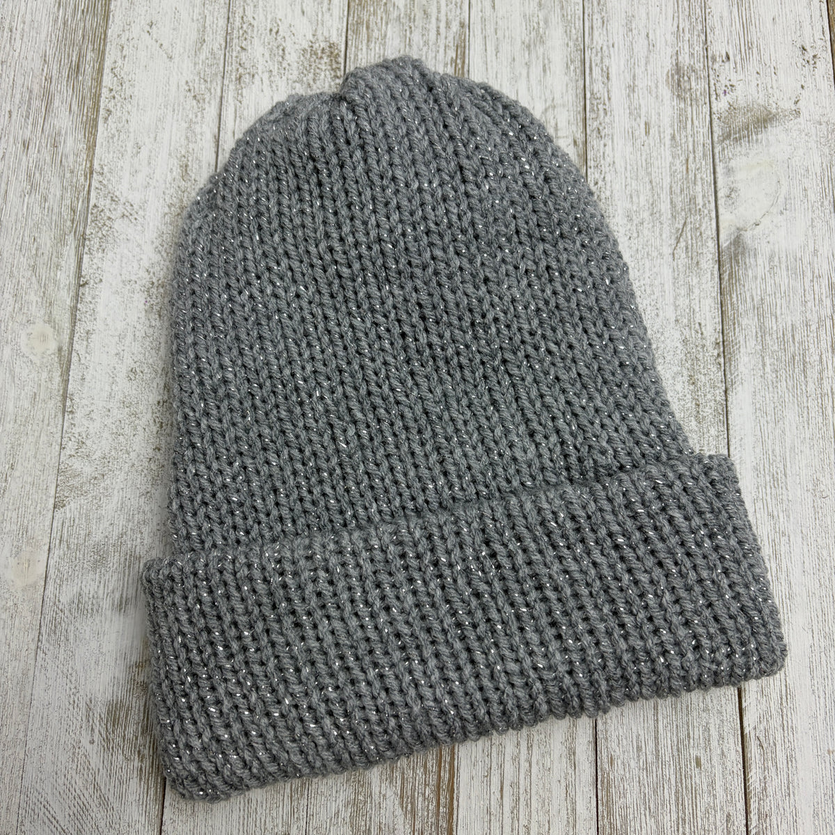 Gray Twinkle Double Layer Knit Beanie
