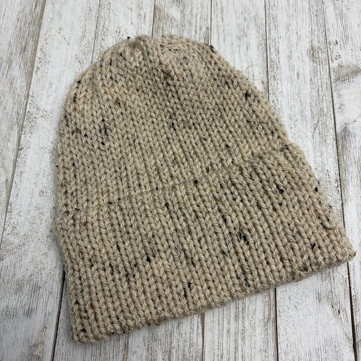 Oats Tweed Single Layer Knit Beanie with Brim