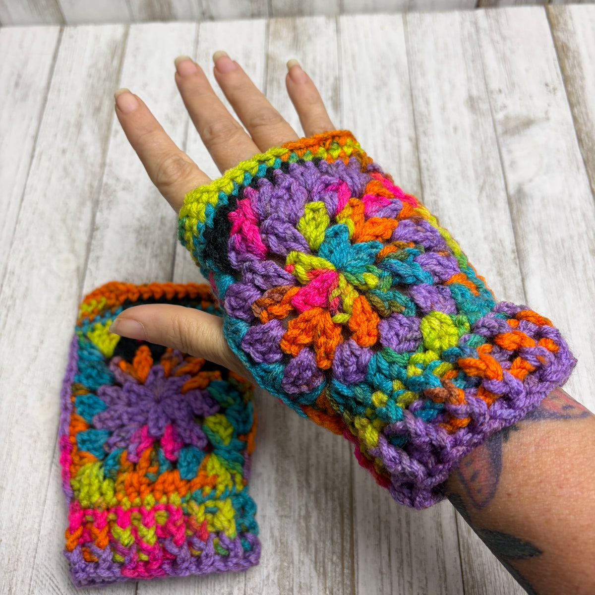 Rainbow Galaxy Fingerless Gloves