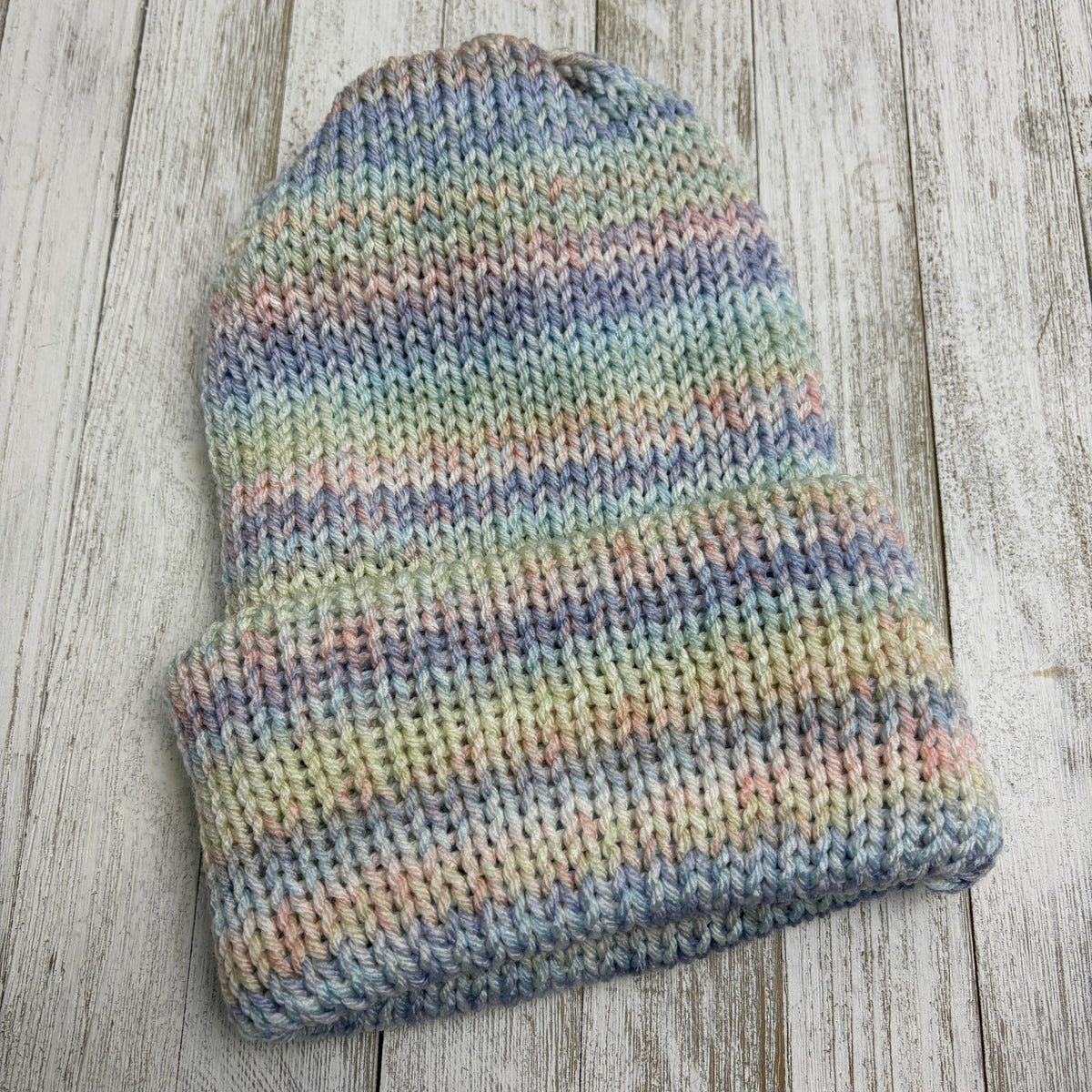 Pastel Rainbow Double Layer Knit Beanie (Parcel & Bow)