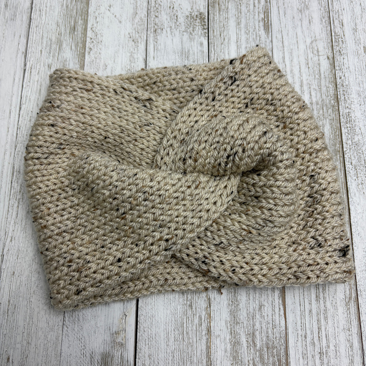Oatmeal Twisted Knit Ear Warmer