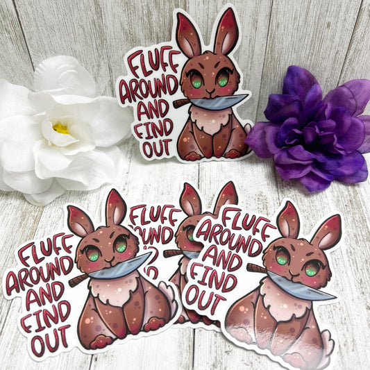 Fluff Around and Find Out Bunny Peeker Sticker | Window Decal