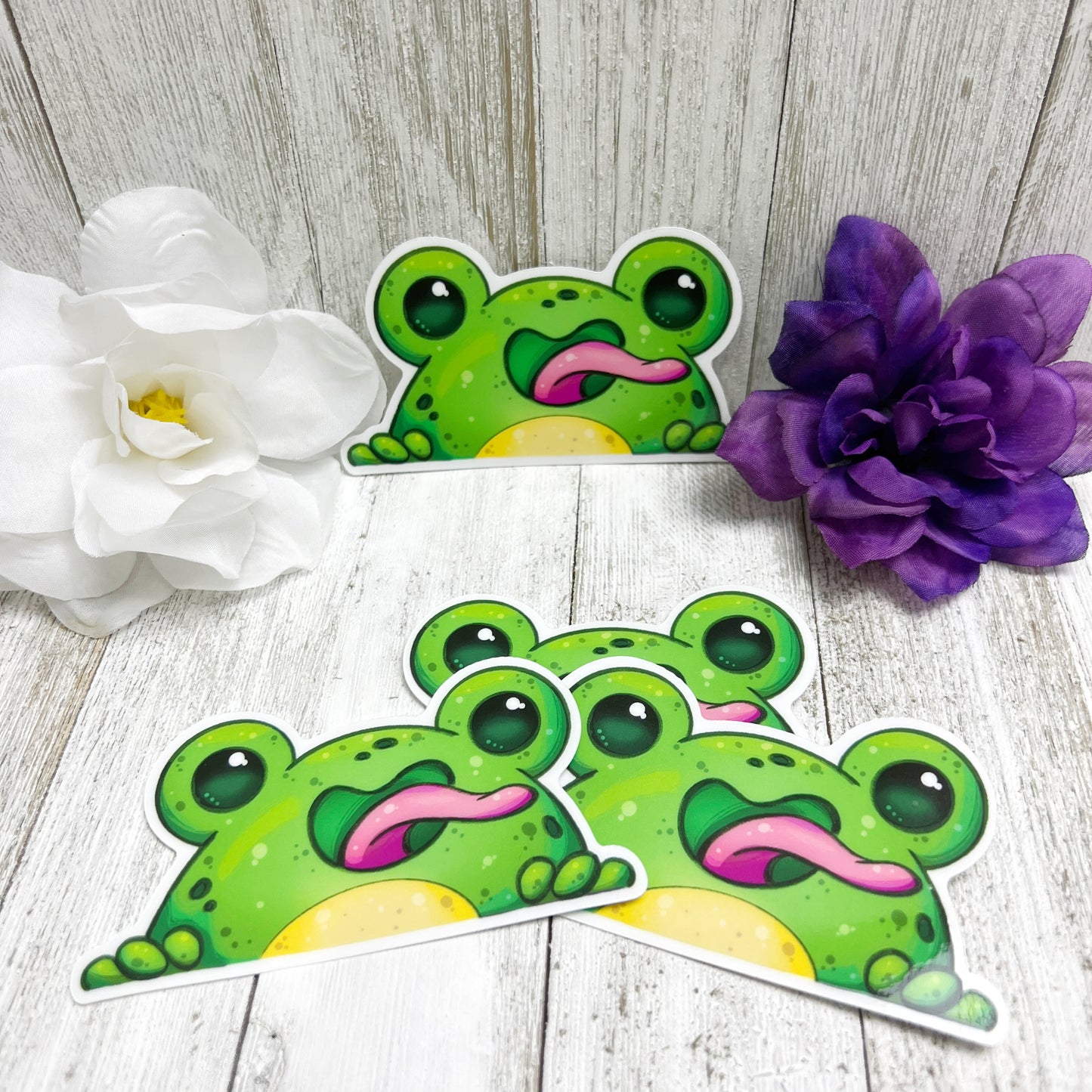 Kawaii Frog Peeker Sticker | Window Decal