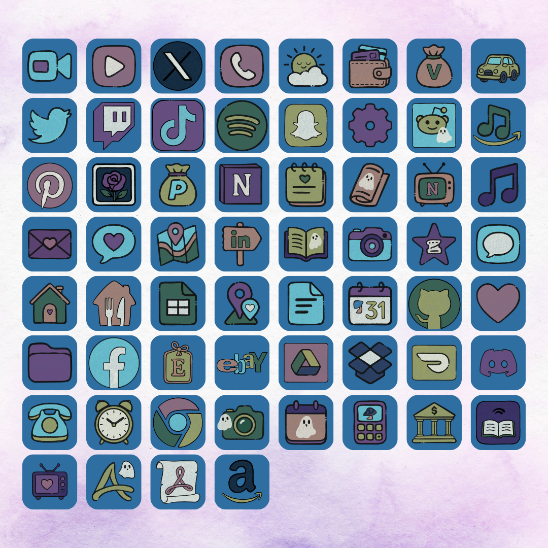 Ghosts in Mushroom Forest Icon Set