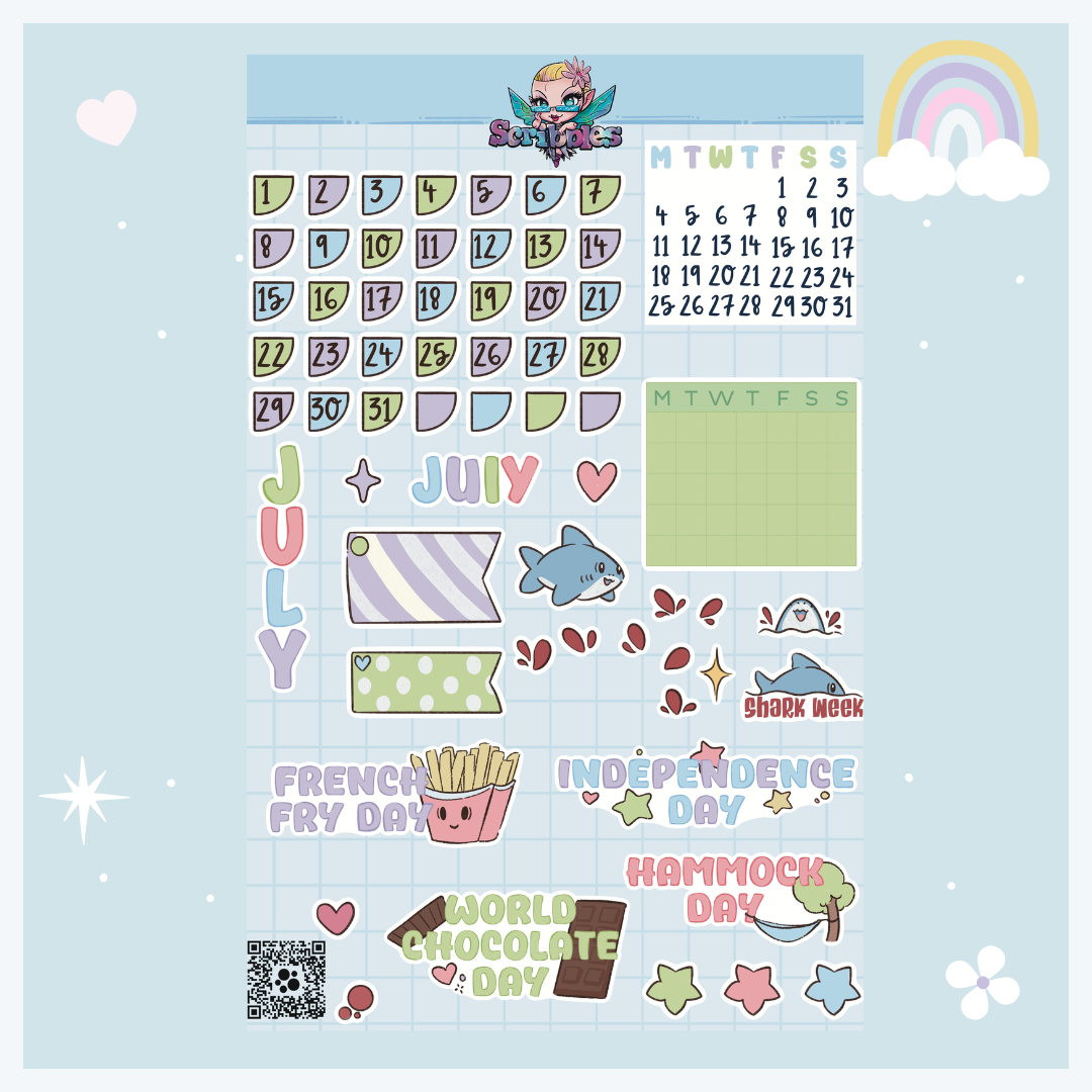 July Cloud Watching Sticker Sheet Kit & Individual Sheets