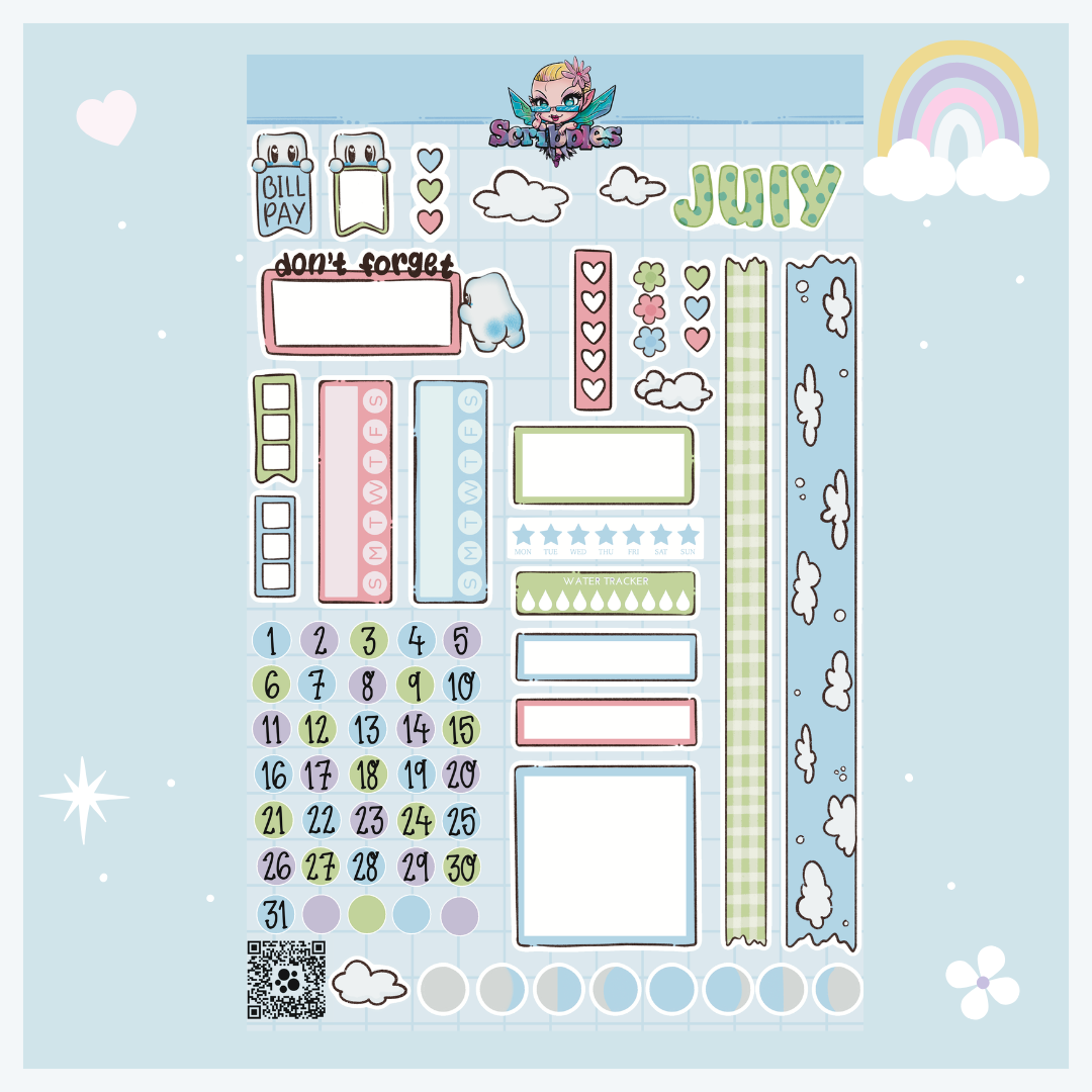 July Cloud Watching Sticker Sheet Kit & Individual Sheets