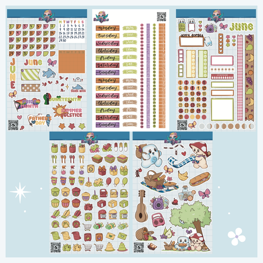 June Picnic Sticker Sheet Kit & Individual Sheets