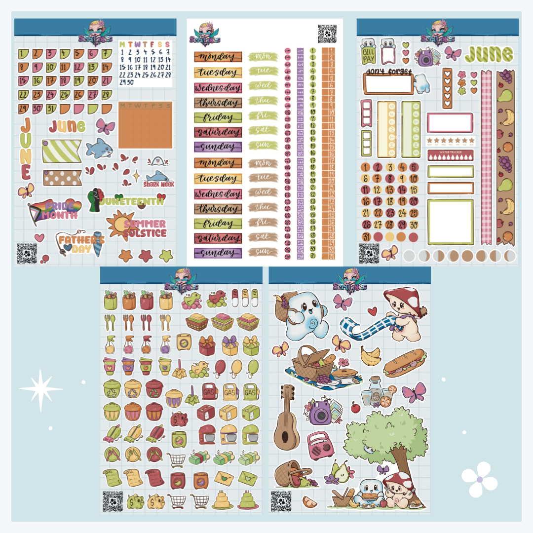 June Picnic Sticker Sheet Kit & Individual Sheets