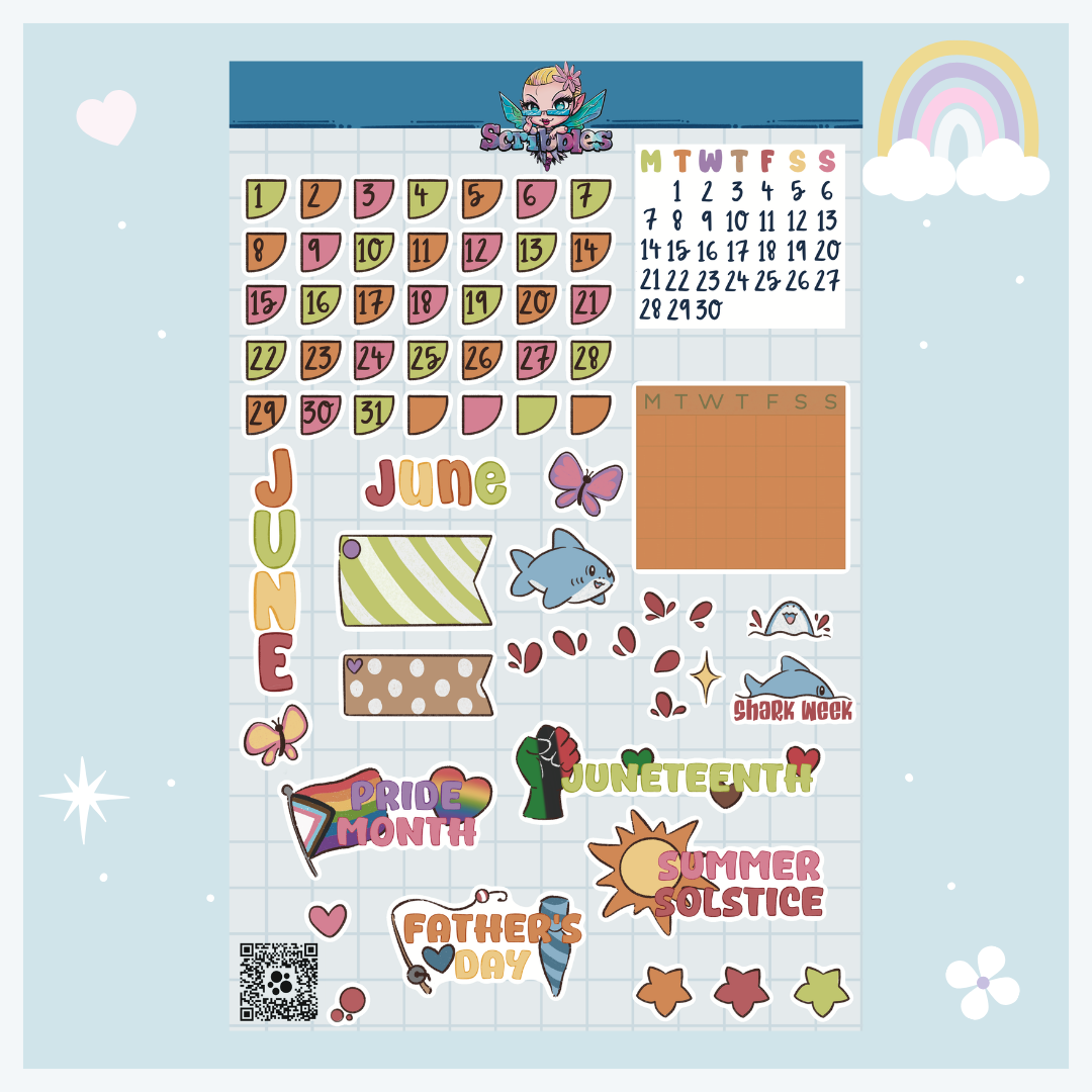 June Picnic Sticker Sheet Kit & Individual Sheets 2027 & Undated