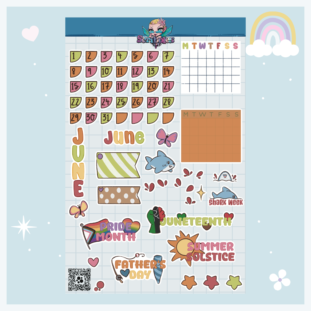 June Picnic Sticker Sheet Kit & Individual Sheets 2027 & Undated