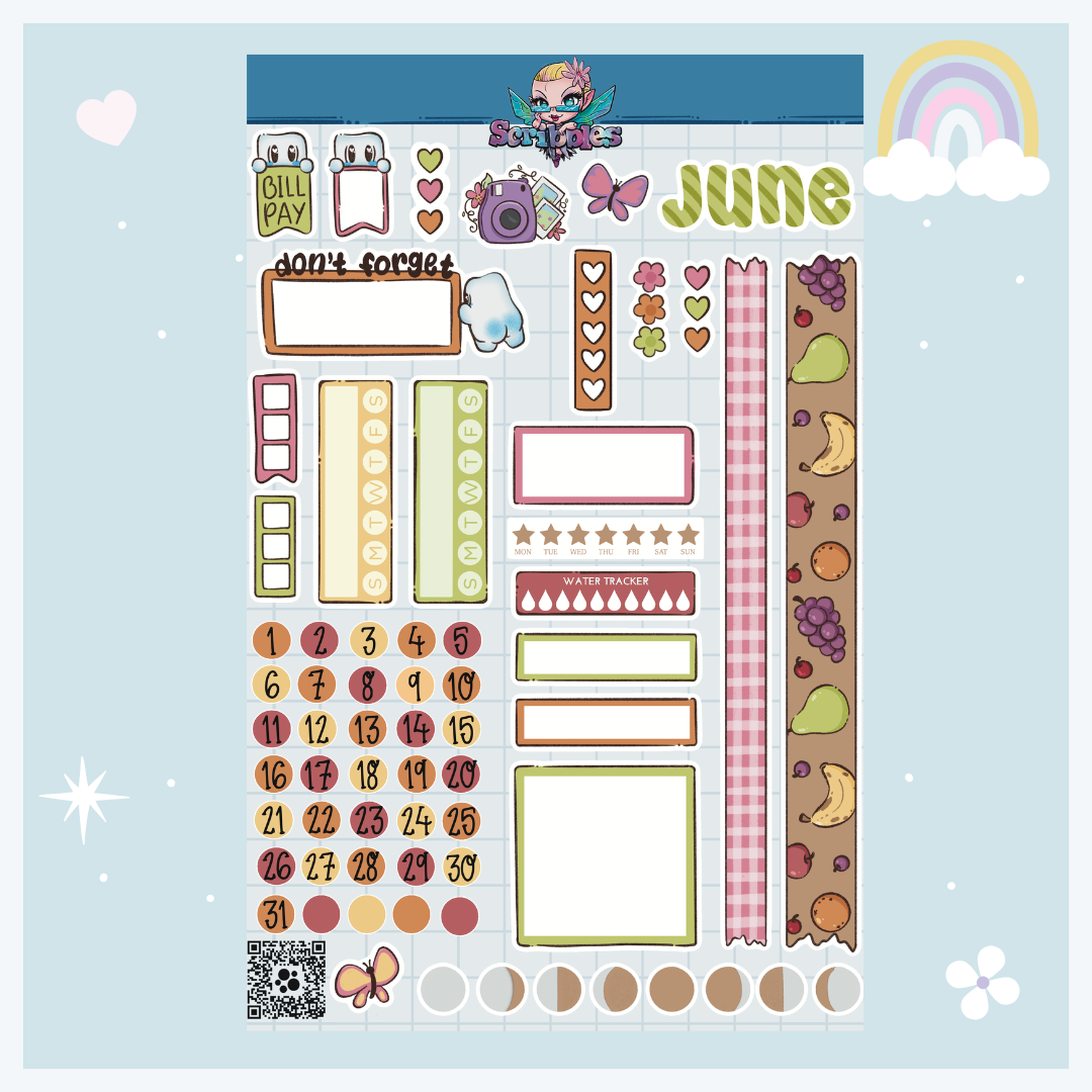 June Picnic Sticker Sheet Kit & Individual Sheets