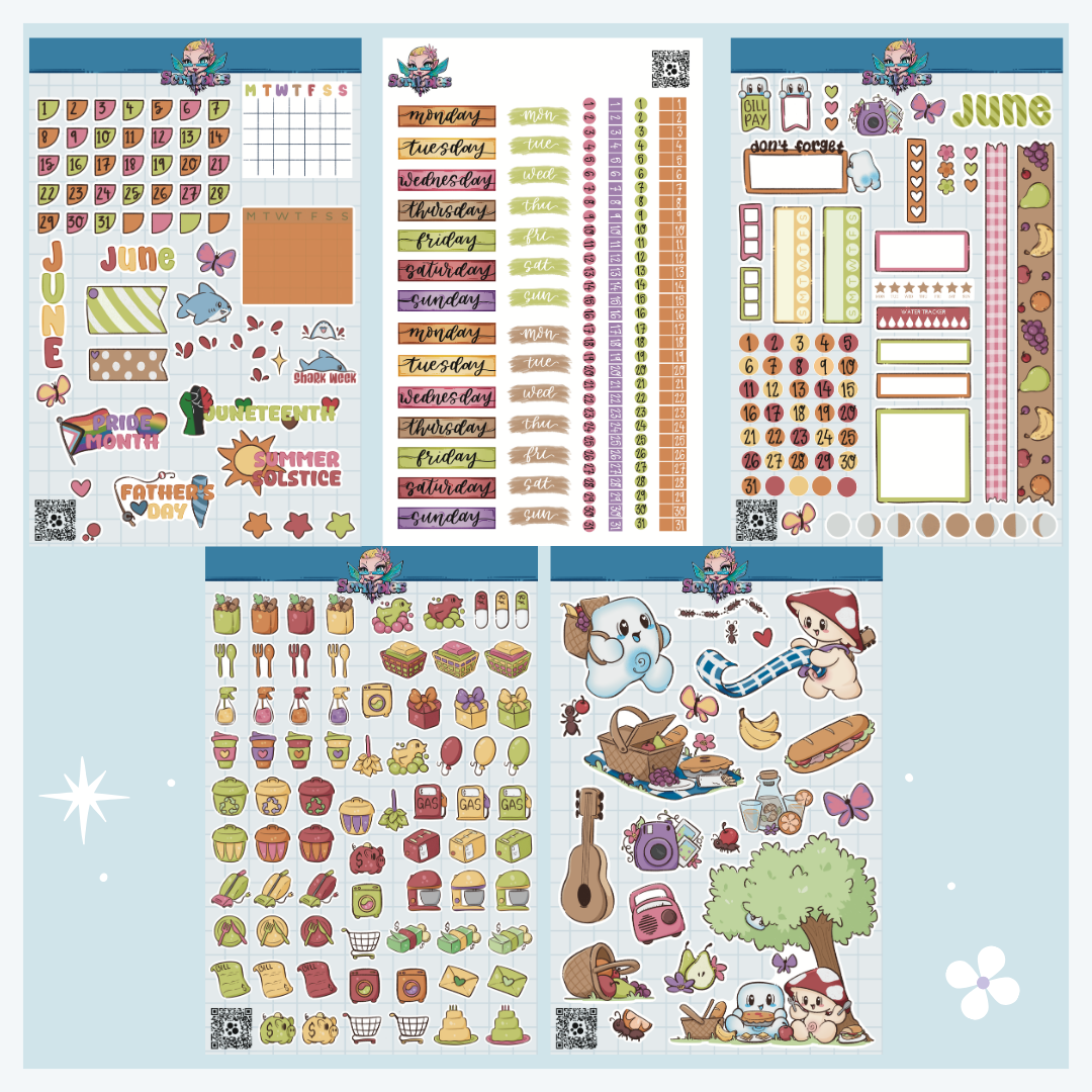 Full Undated 12 Month Sticker Sheet Collection (60 Sheets)