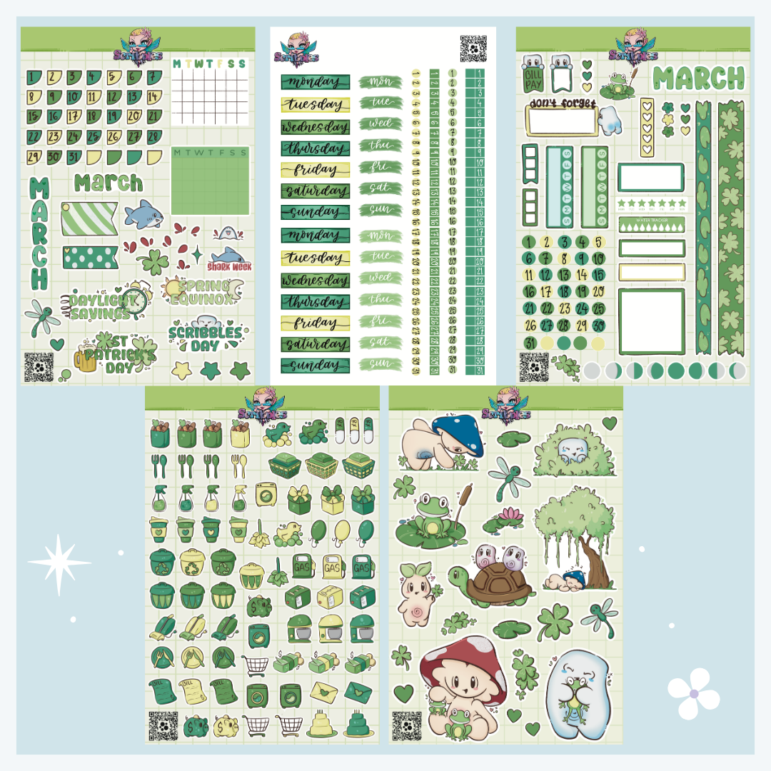 Full Undated 12 Month Sticker Sheet Collection (60 Sheets)