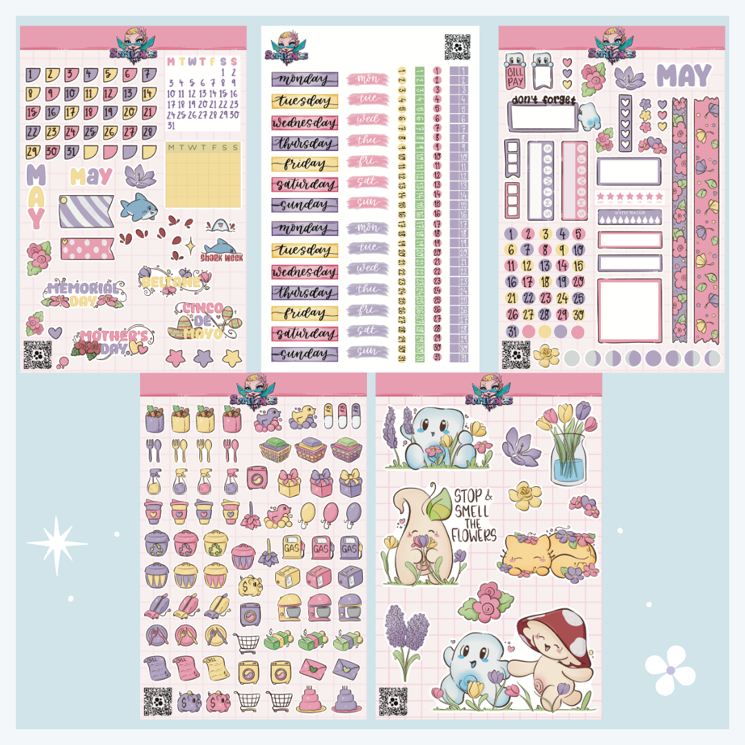 May Flowers Sticker Sheet Kit & Individual Sheets 2027 & Undated