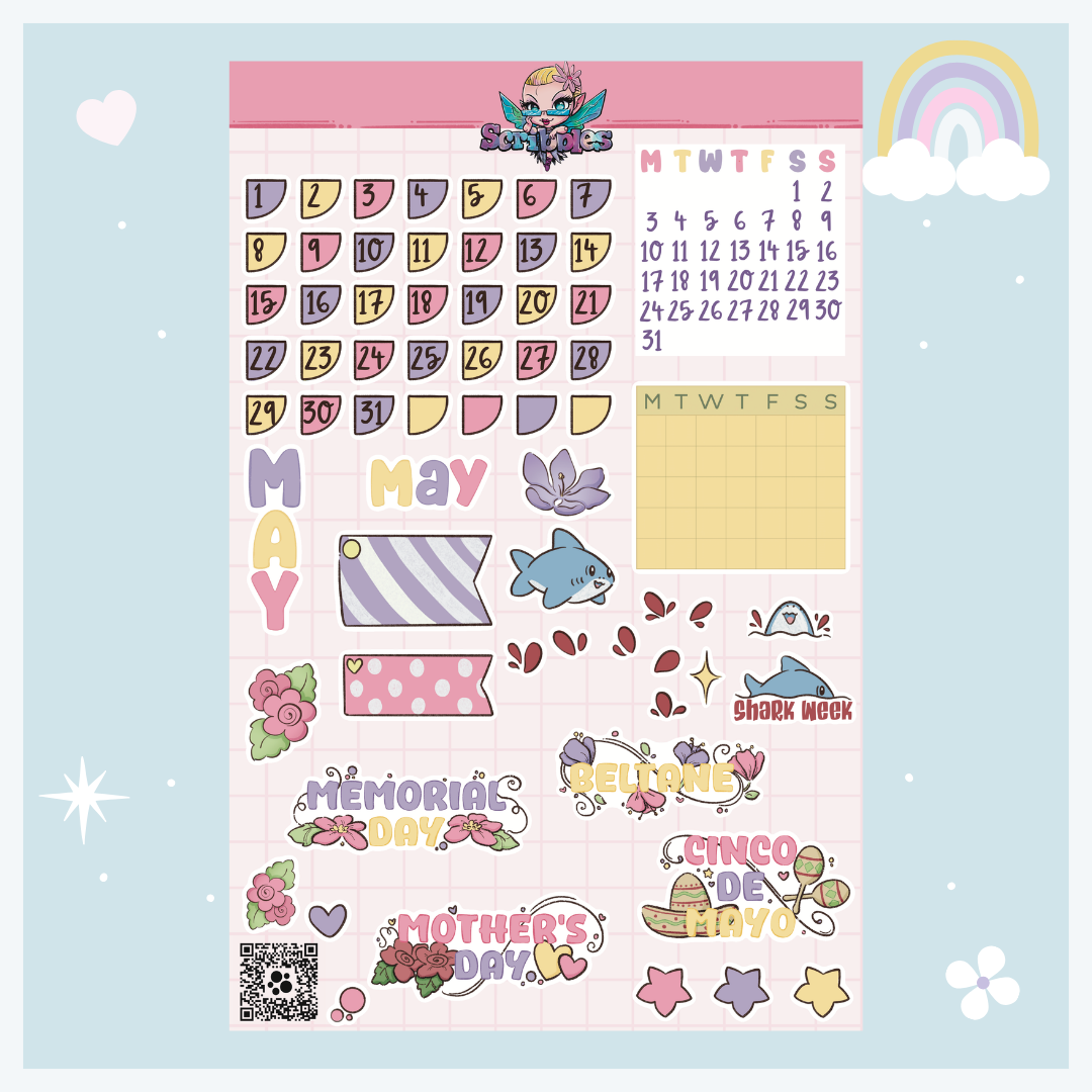 May Flowers Sticker Sheet Kit & Individual Sheets 2027 & Undated