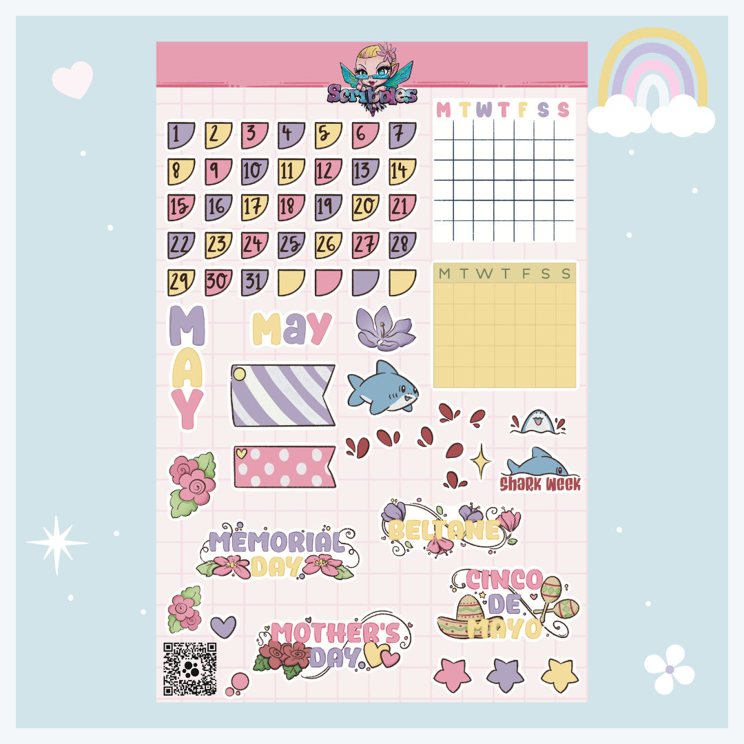 May Flowers Sticker Sheet Kit & Individual Sheets 2027 & Undated