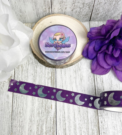 Silver Foil Moon & Stars Washi Tape