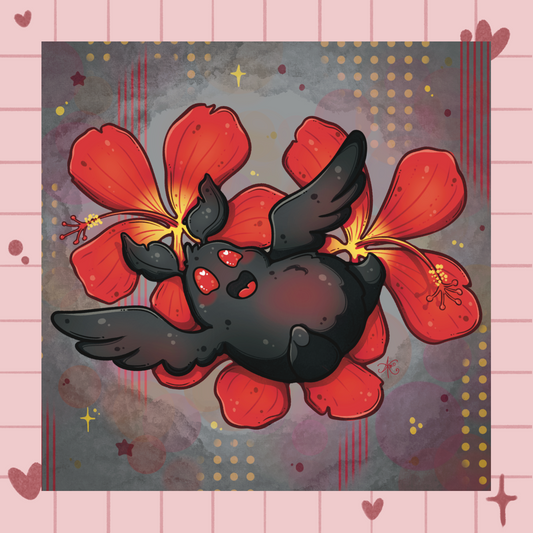 Mothman in Flowers Print