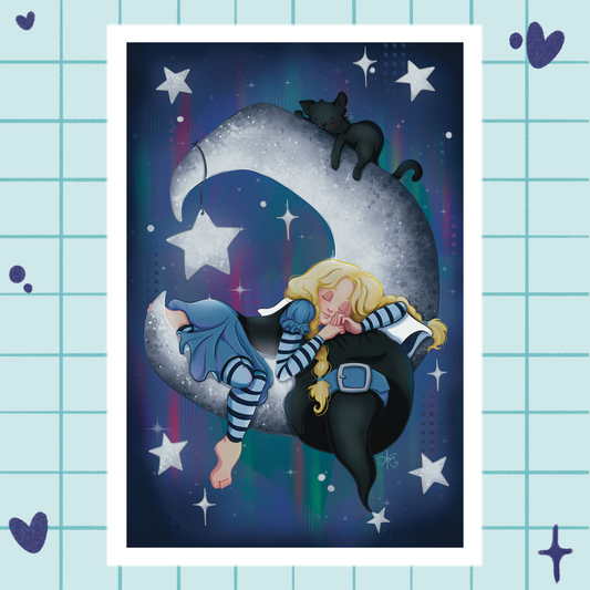 Naptime Sleeping Witch on the Moon Print