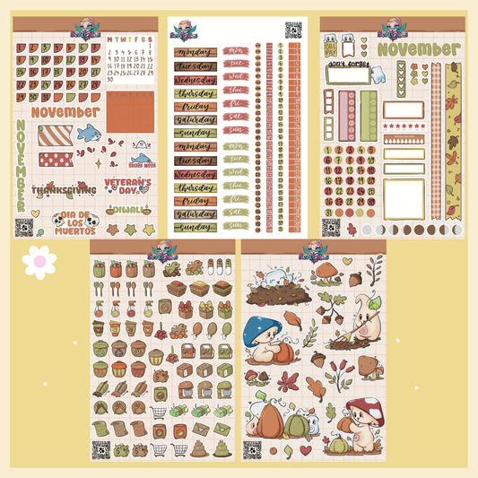 November Autumn Leaves Sticker Sheet Kit & Individual Sheets