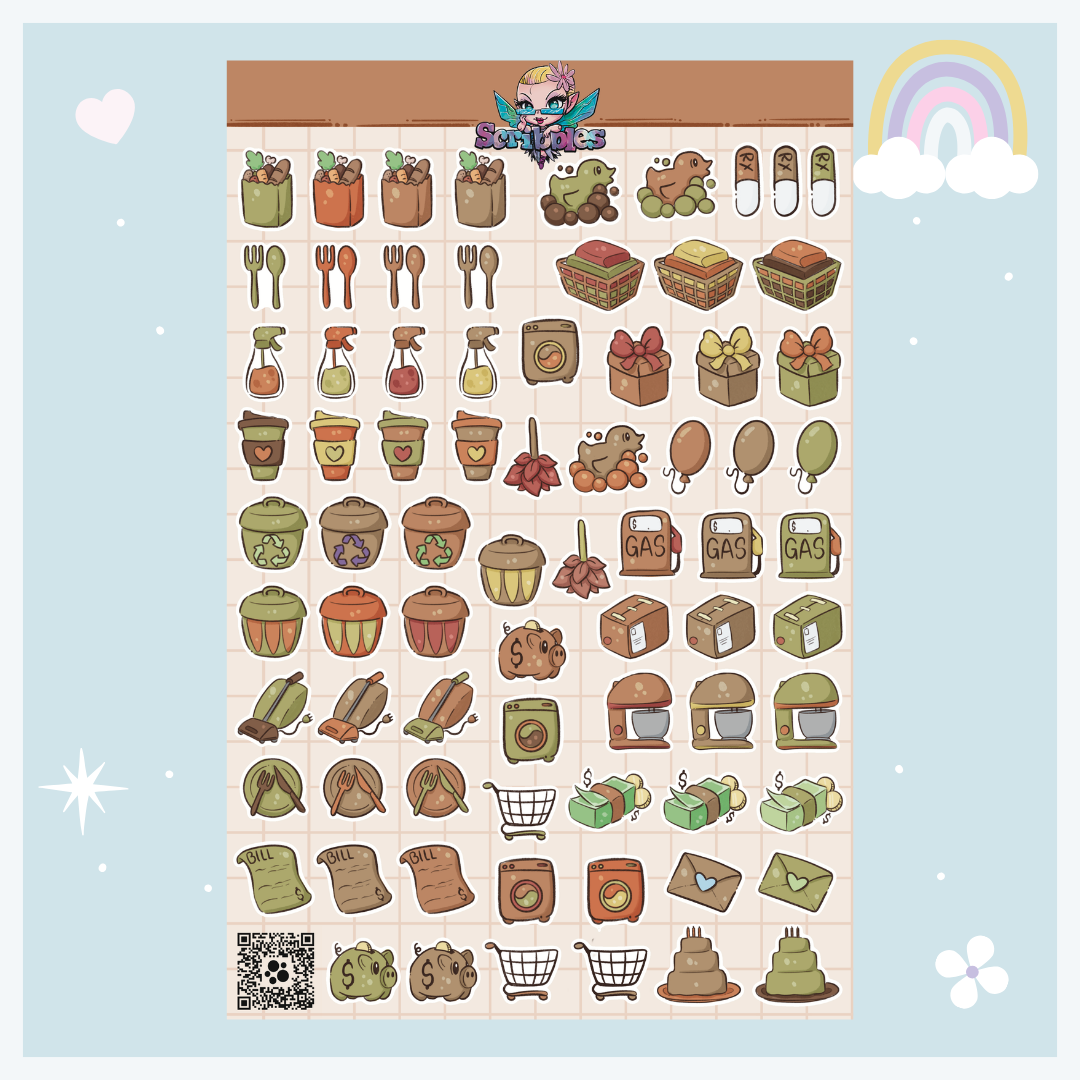 November Autumn Leaves Sticker Sheet Kit & Individual Sheets 2027 & Undated