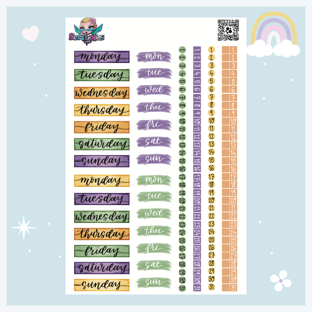 October Halloween Sticker Sheet Kit & Individual Sheets 2027 & Undated