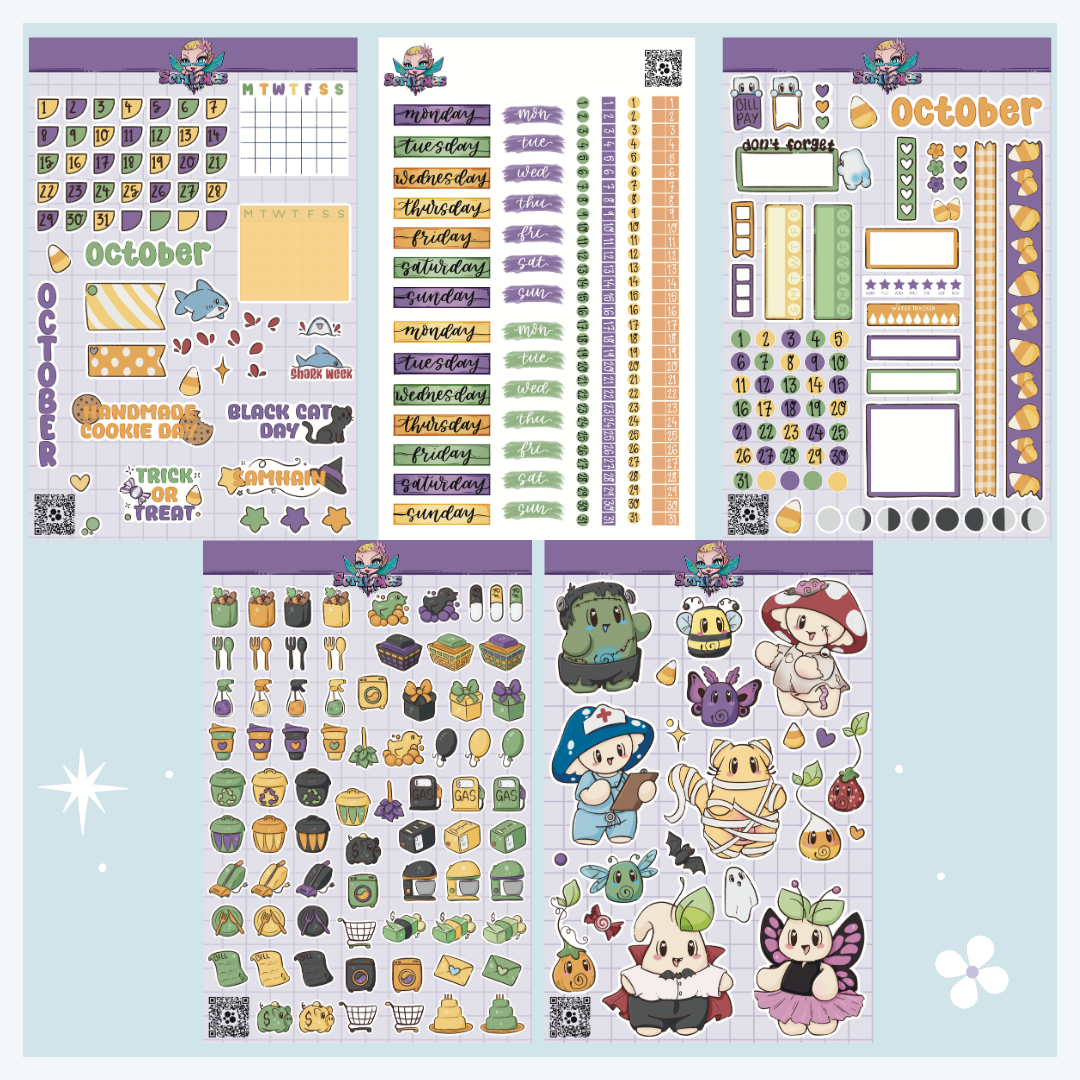 Full Undated 12 Month Sticker Sheet Collection (60 Sheets)