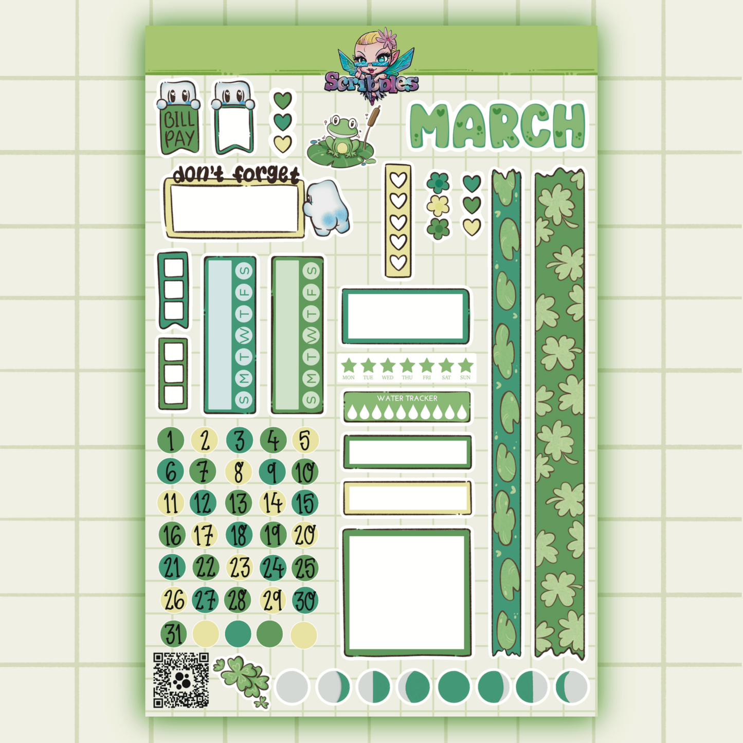 March All The Green Things Sticker Sheet Kit & Individual Sheets