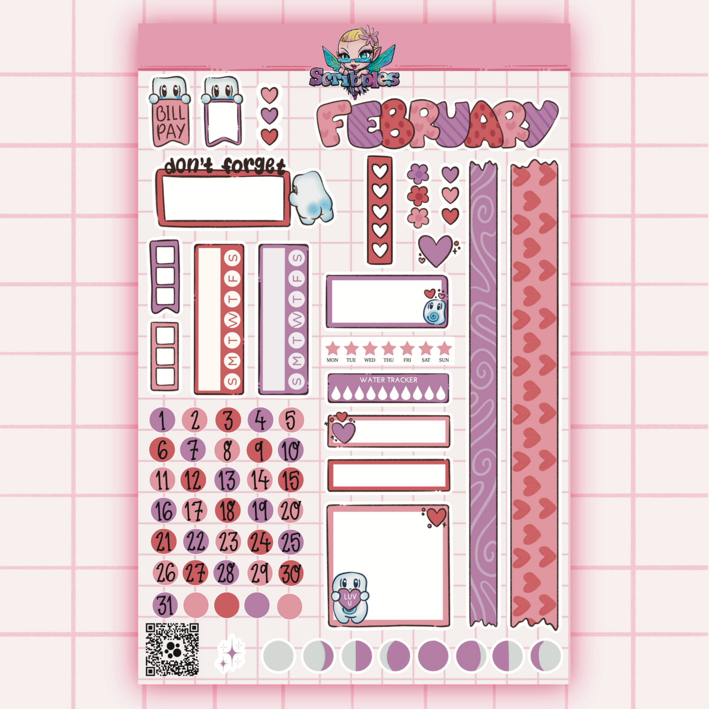 February Love Sticker Sheet Kit & Individual Sheets
