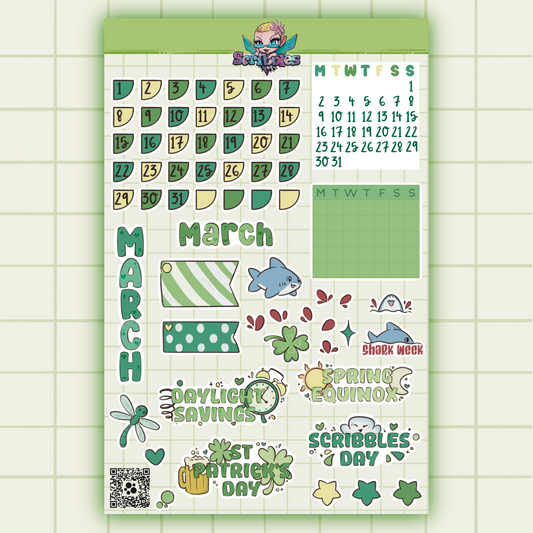 March All The Green Things Sticker Sheet Kit & Individual Sheets