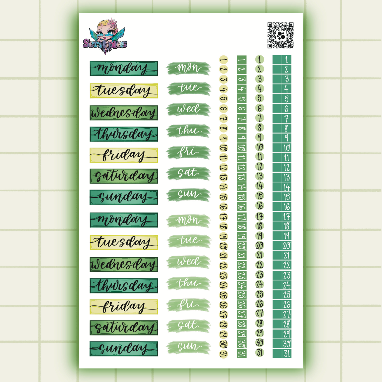March All The Green Things Sticker Sheet Kit & Individual Sheets