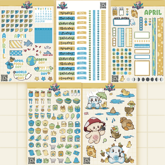 April Ducks & Puddles Sticker Sheet Kit & Individual Sheets