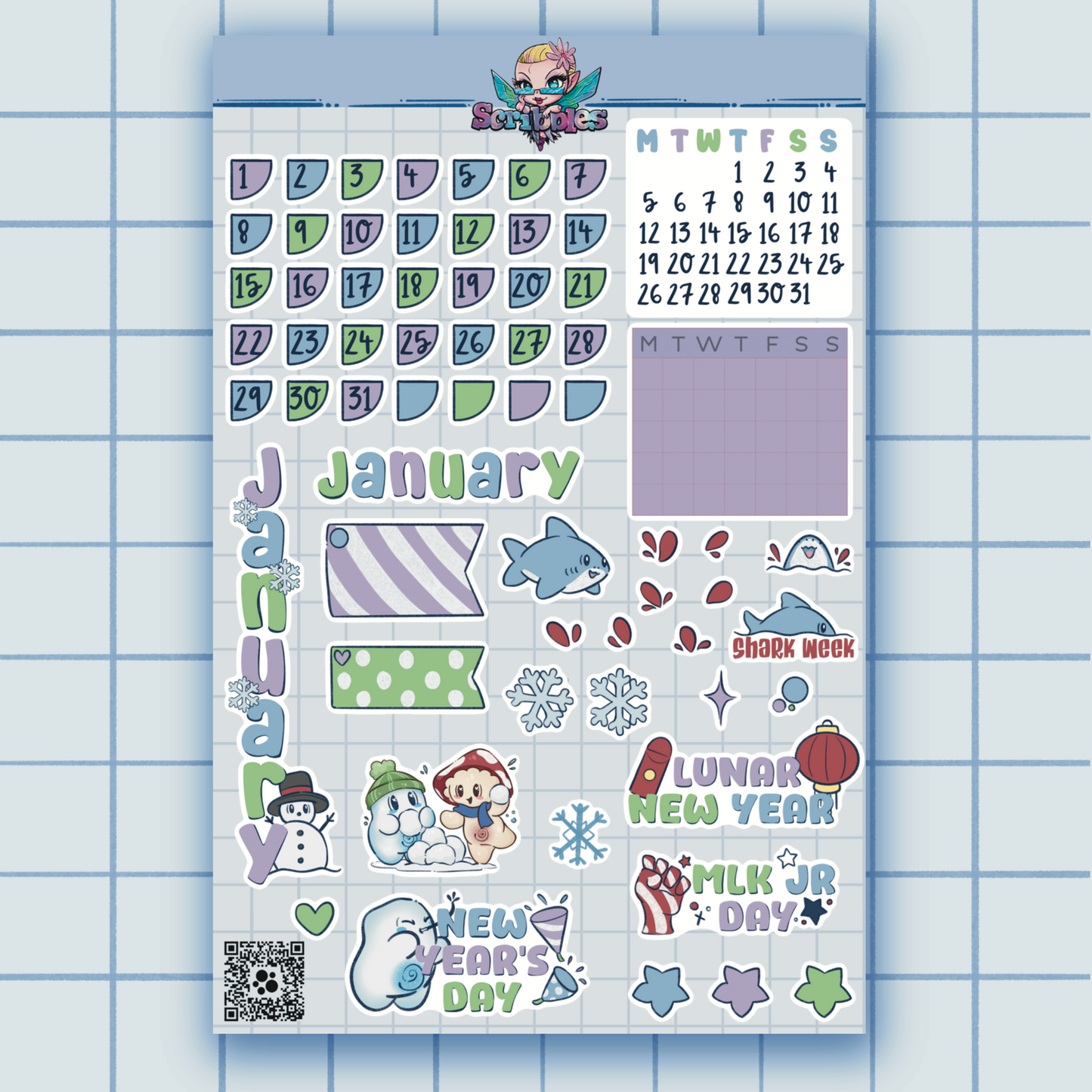 January Cozy Winter Vibes Sticker Sheet Kit & Individual Sheets