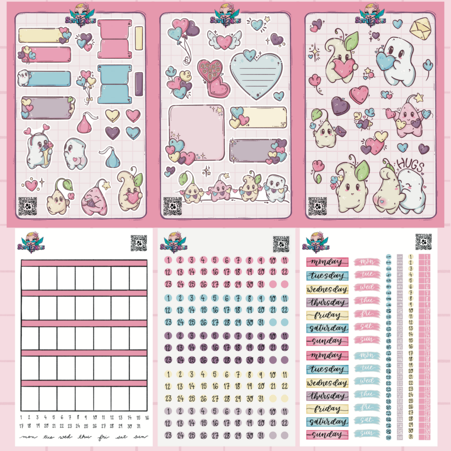 Palentines Sticker Sheet Kit & Individual Sheets