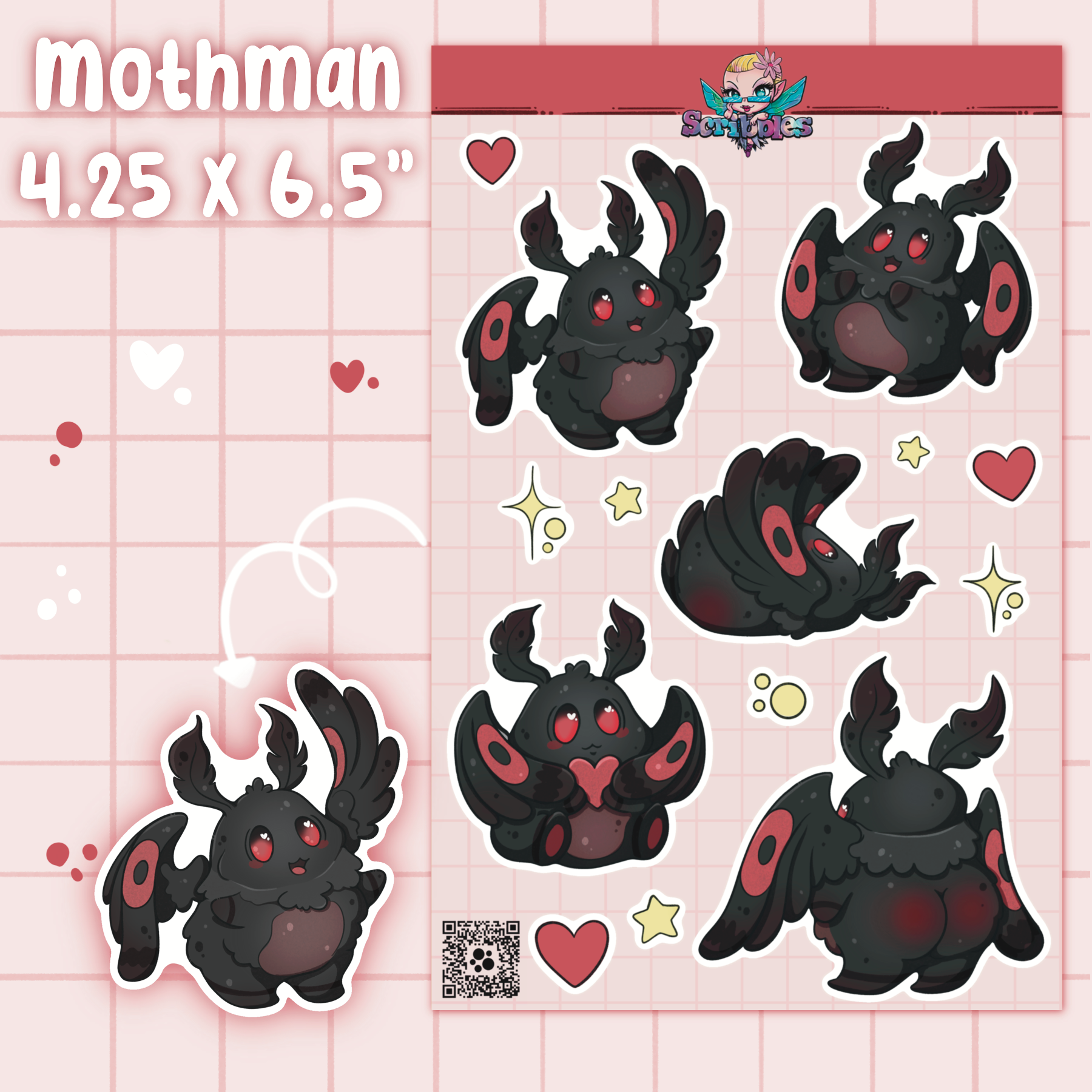 Mothman Sticker Sheet – Eclectic Scribbles