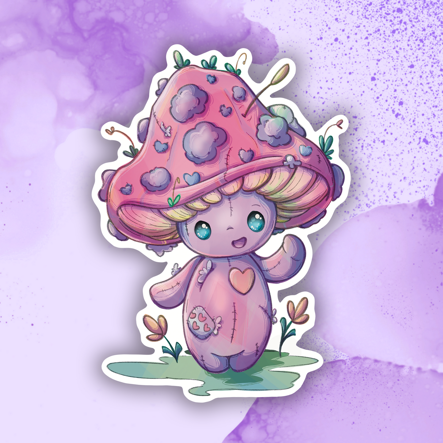 Pink Voodoo Mushroom Sticker