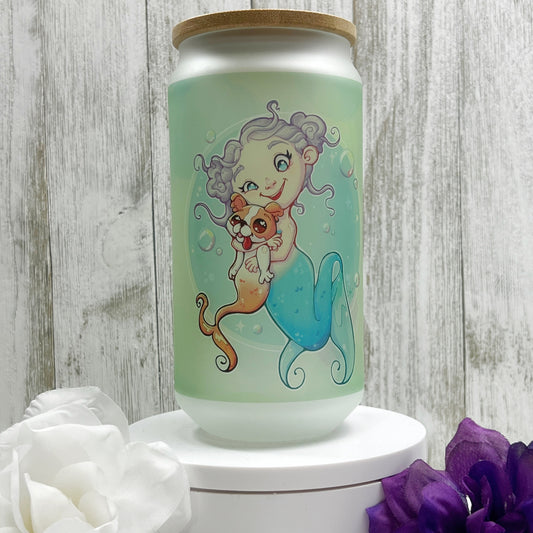 Scribbles Mermaid 18oz Glass Can