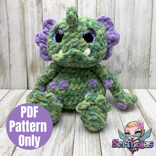 Sea Monster Sitting Lil' Big Foot Crochet Pattern PDF