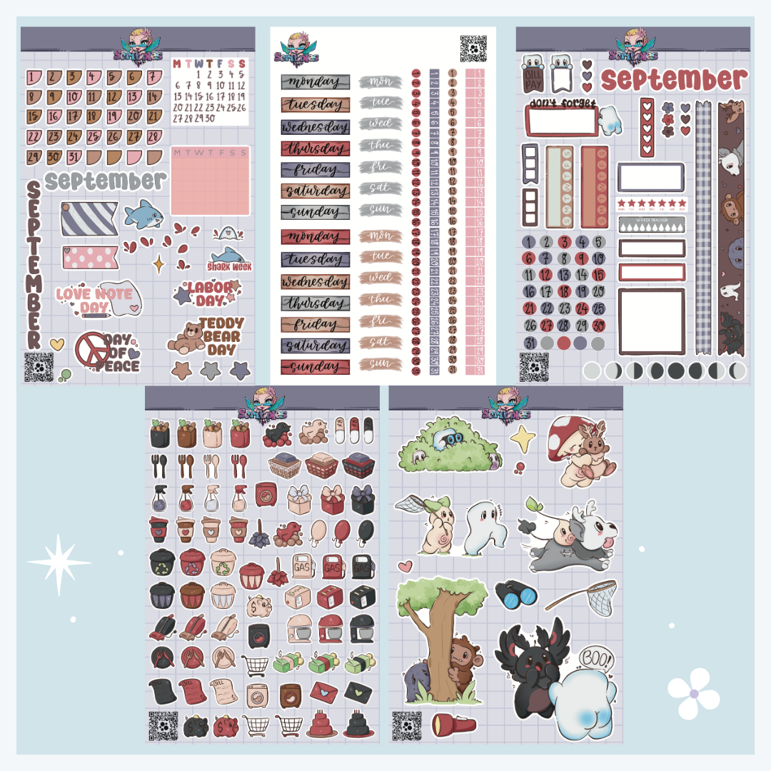 September Cryptid Hunters Sticker Sheet Kit & Individual Sheets 2027 & Undated
