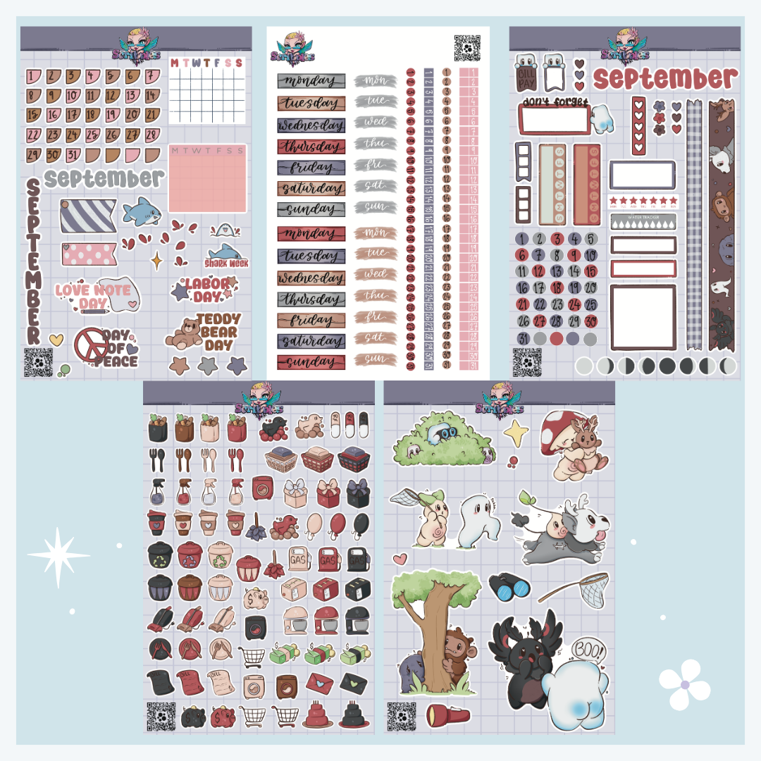 Full Undated 12 Month Sticker Sheet Collection (60 Sheets)