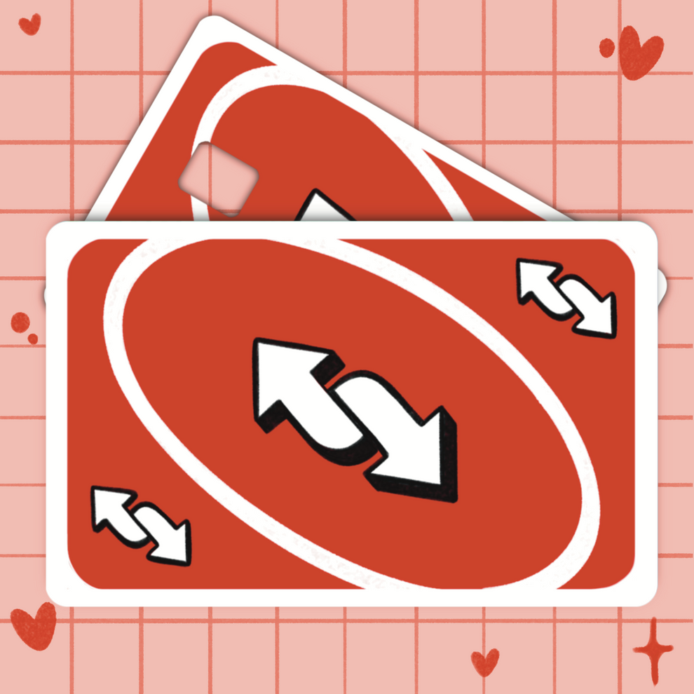 Uno Reverse Credit Card Cover Sticker – Eclectic Scribbles