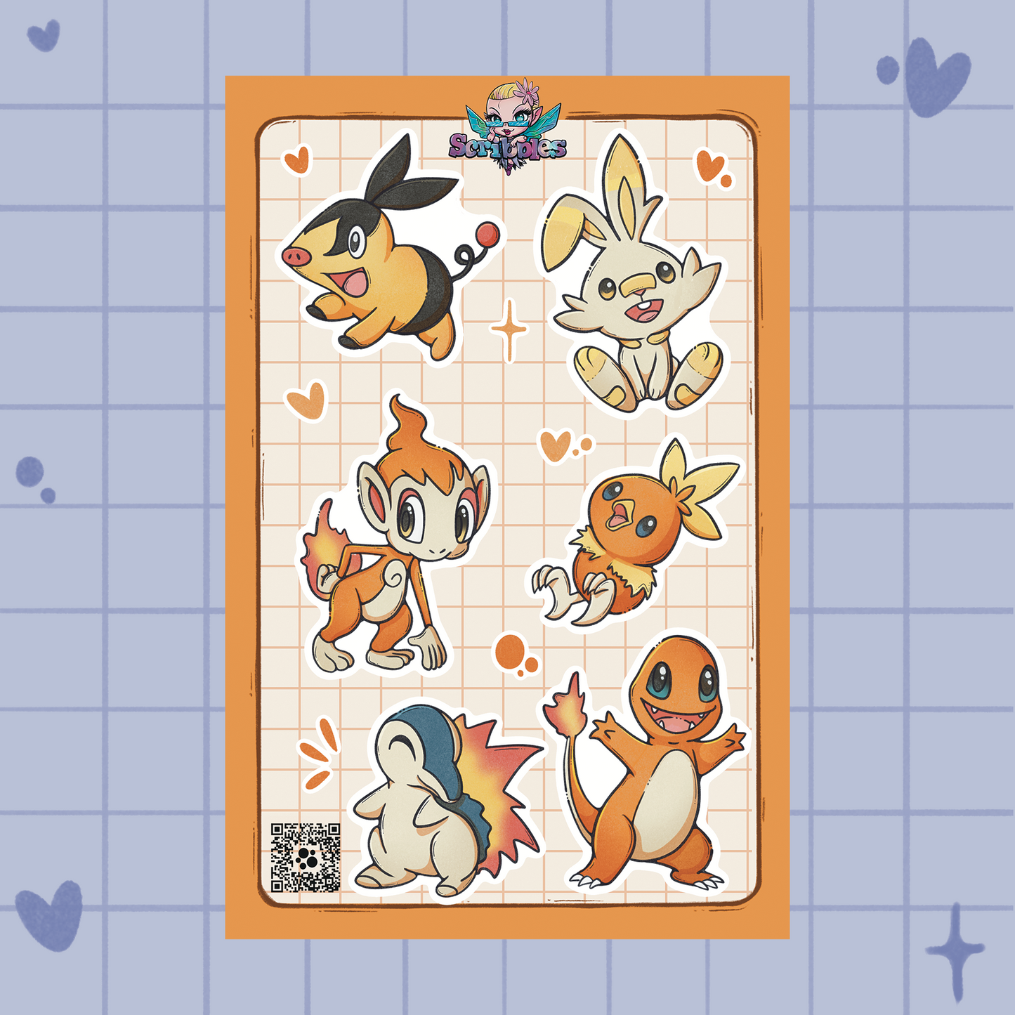 Fire Friends Pokemon Sticker Sheet