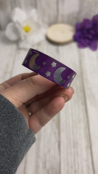 Silver Foil Moon & Stars Washi Tape