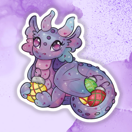 Purple Holiday Dragon Individual Sticker